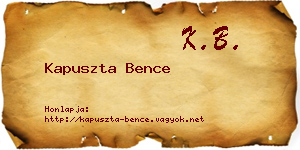 Kapuszta Bence névjegykártya