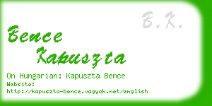 bence kapuszta business card